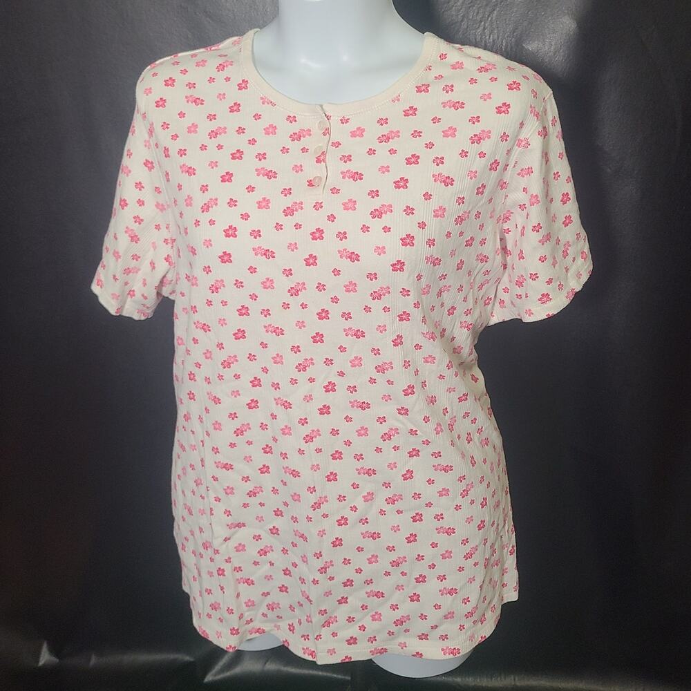 Vintage 90s basic editions ribbed floral print shirt size 2x